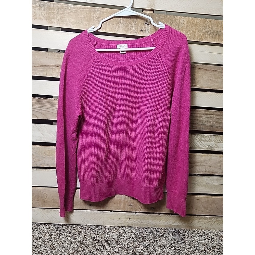 j crew pink Fuchsia sweater wool blend Large
